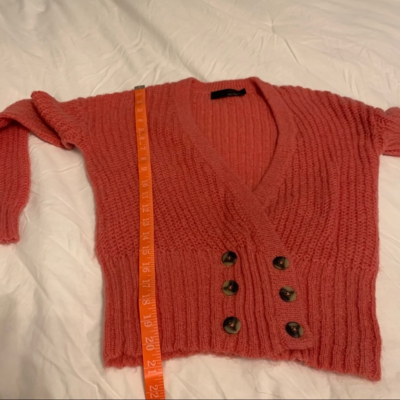 .OUNCE button down sweater size S light rust color semi-cropped v-neck - Picture 9 of 13